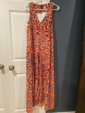 H&M Orange and Lavender Flowy Abstract Print Dress